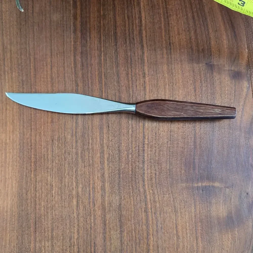 Vintage Fleetwood Designer Teak Handle Steak Butter Knife Retro Mid Century MCM